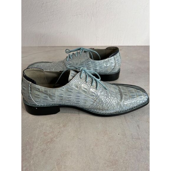 SIO Mens Alligator Print Leather Lace-Up Dress Shoes Size 10.5 Blue‎ main image 7